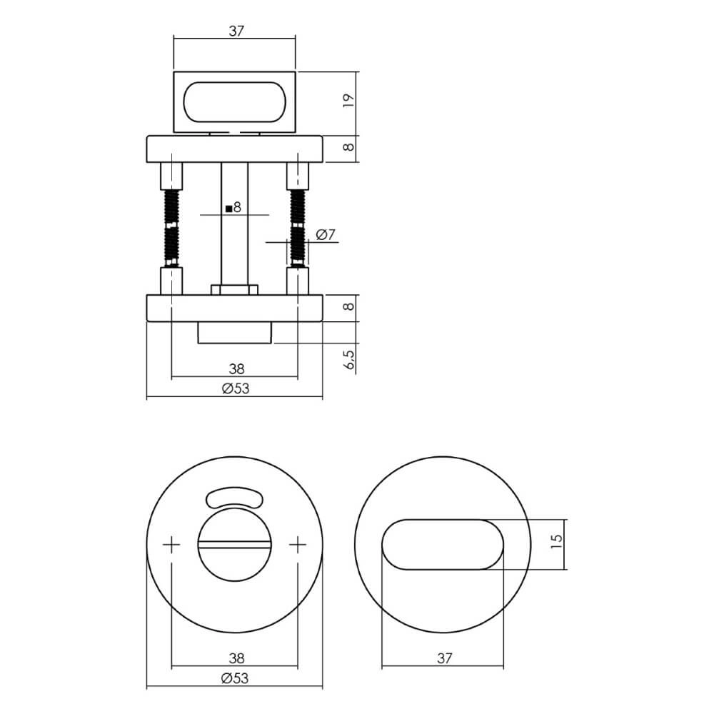 Komplettes Türdrücker-Set Jupiter Toilette aus Edelstahl Intersteel 8714186634585