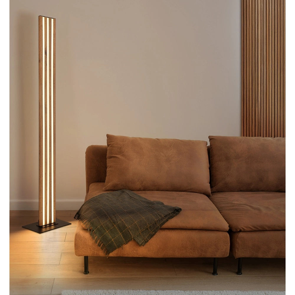 Stehlampe Hayden Schwarz mit Holz Globo 9007371580583