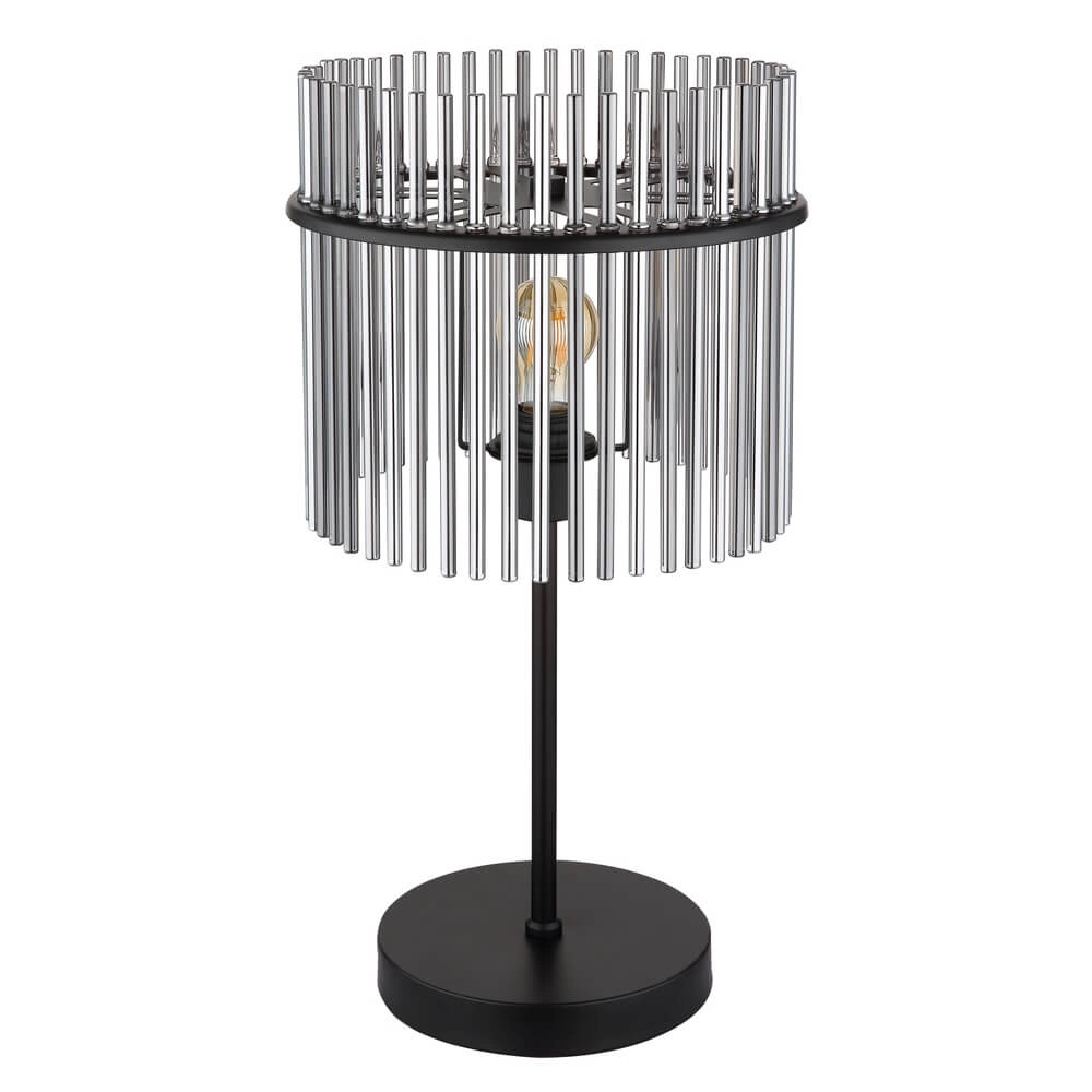Schwarze Tischleuchte Gorley mit Rauchglas Ø 30cm Globo 9007371487004