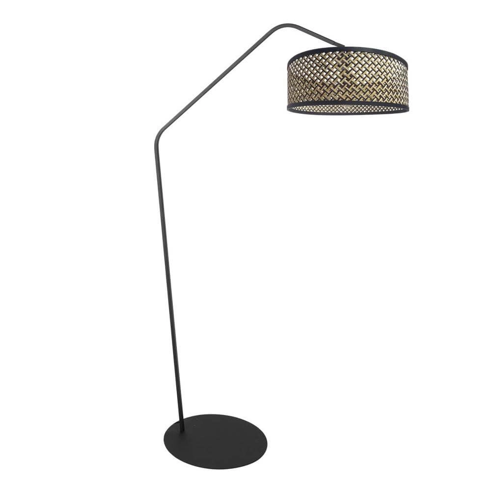 Stehlampe Zig-Zag schwarz mit Rattanschirm Ø 40cm