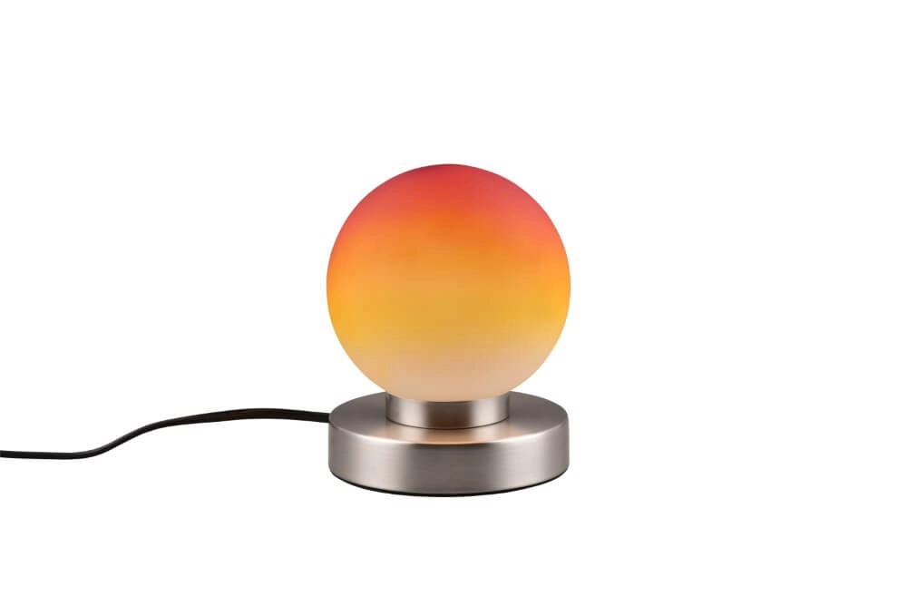 Tischlampe Prinz Ii Nickel mit orangefarbenem Glas