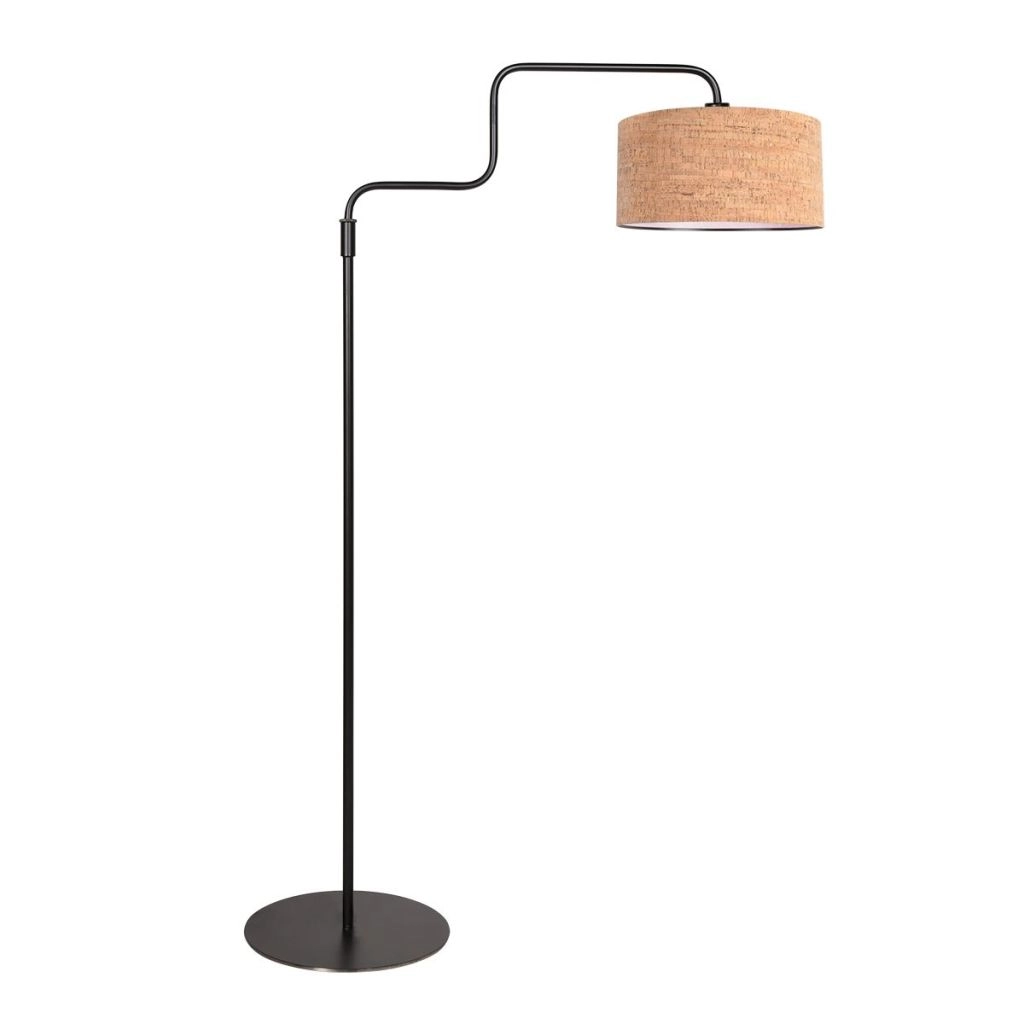 Schwarze Stehlampe Bloeba mit Korkkappe Ø40 cm