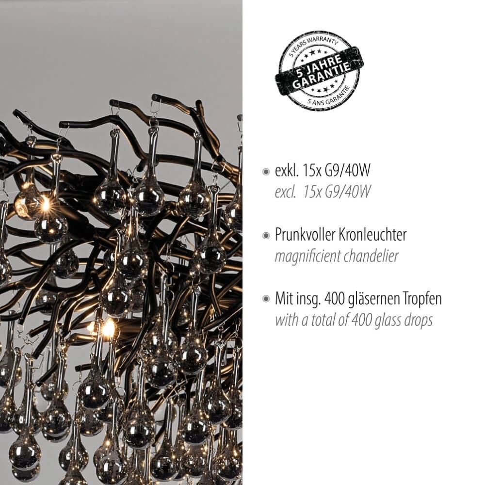 Großer Kronleuchter Icicle Schwarz Paul Neuhaus 4012248377543