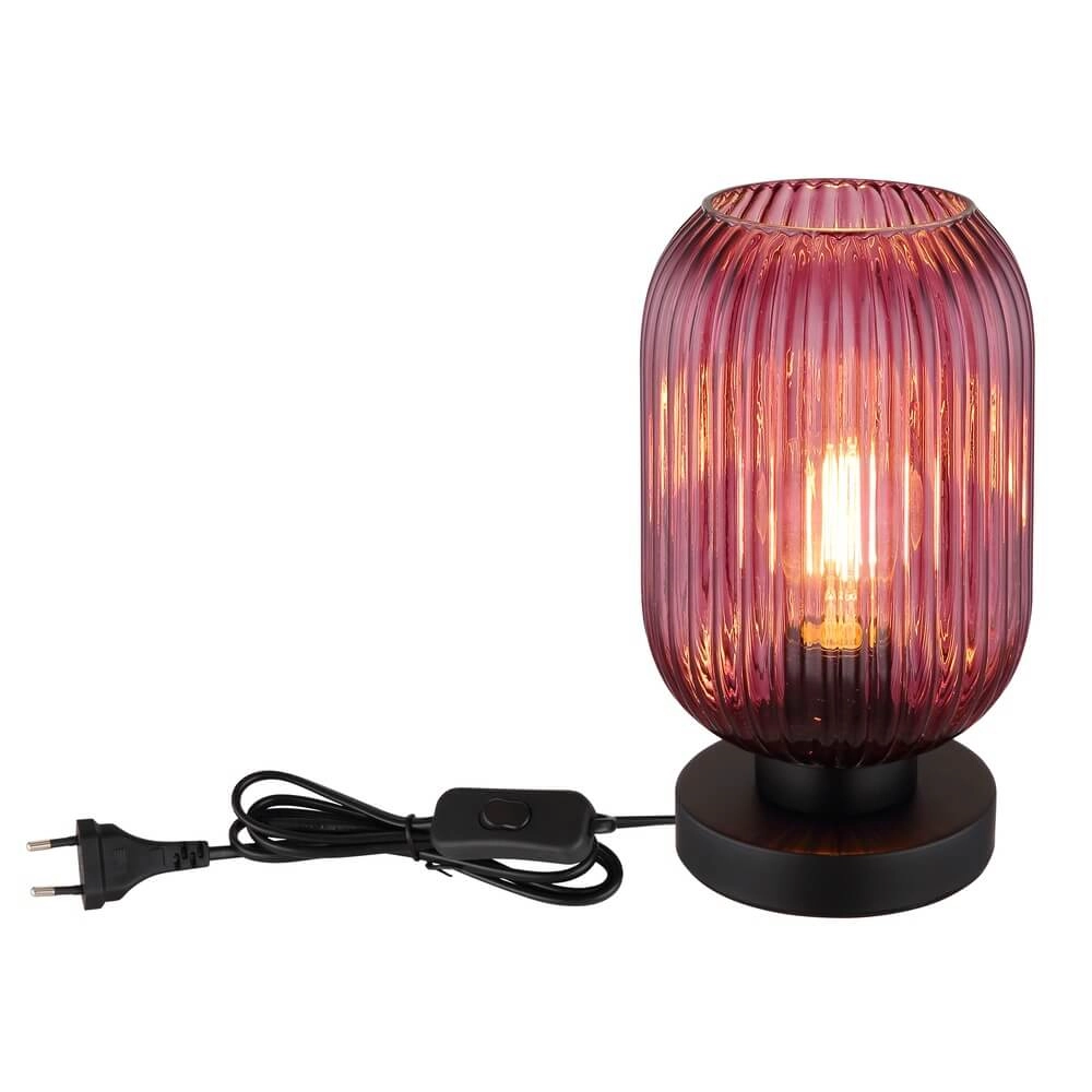 Runde Tischleuchte Normy rotes Glas Ø 14cm Globo 9007371450299