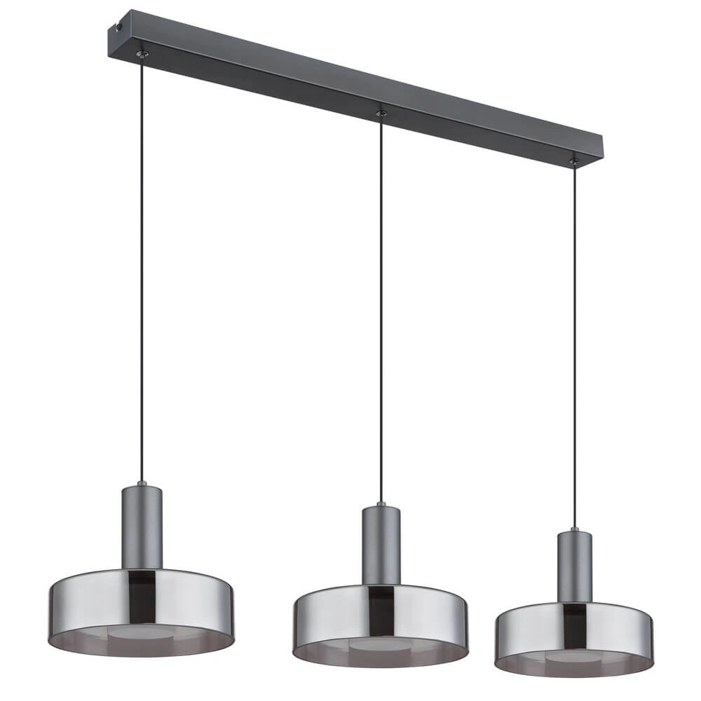 Schlanke Pendelleuchte Grant Grau 3-flammig Globo 9007371474875