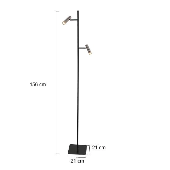 Stehlampe 2-Leuchten Lumo Schwarz mit Nickel Steinhauer 8712746184679