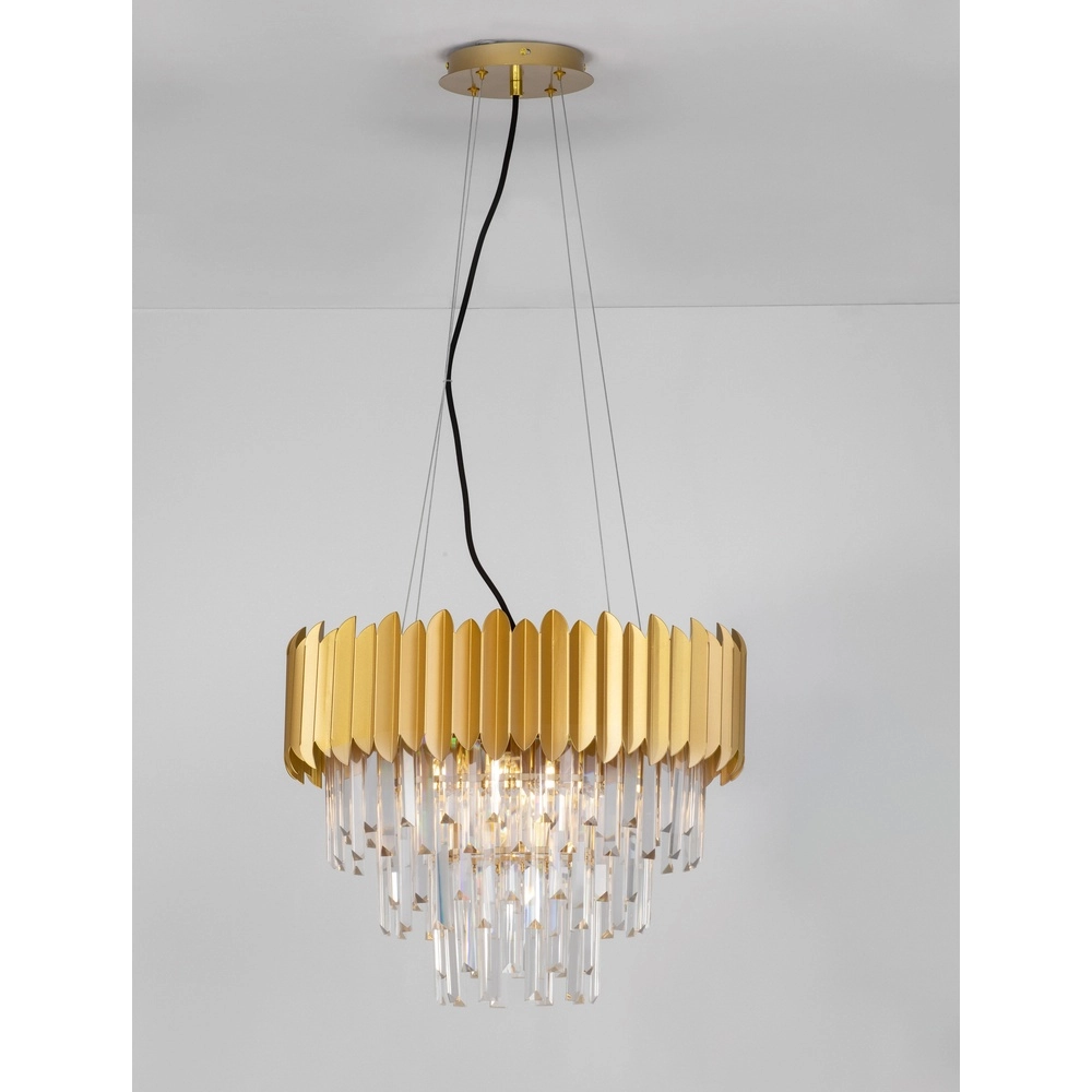 Pendelleuchte Magnolia Gold und Kristall Ø 50cm