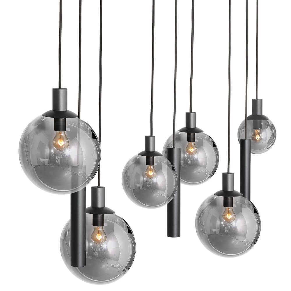 Esstisch-Hängelampe Bollique schwarz mit Rauchglas Steinhauer 8712746172973