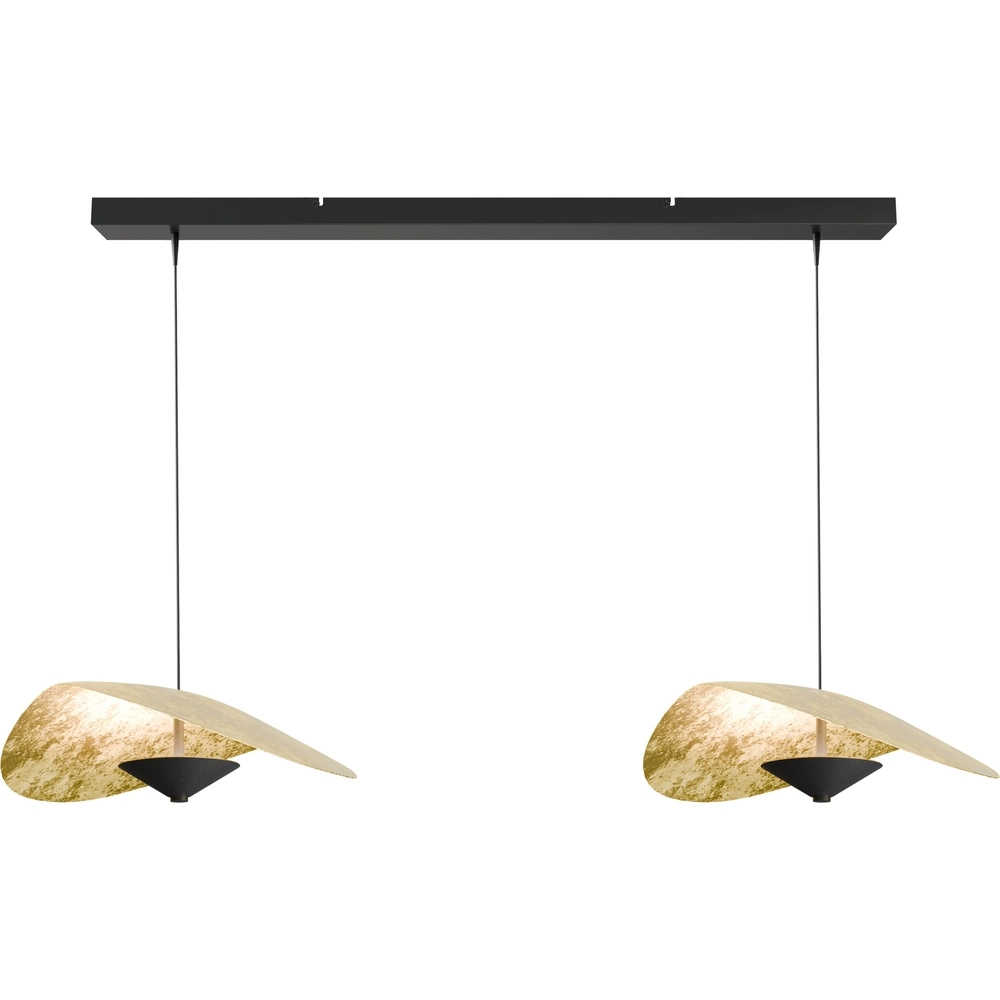 Esstisch-Pendellampe Lente mit zwei Kappen – Blattgold