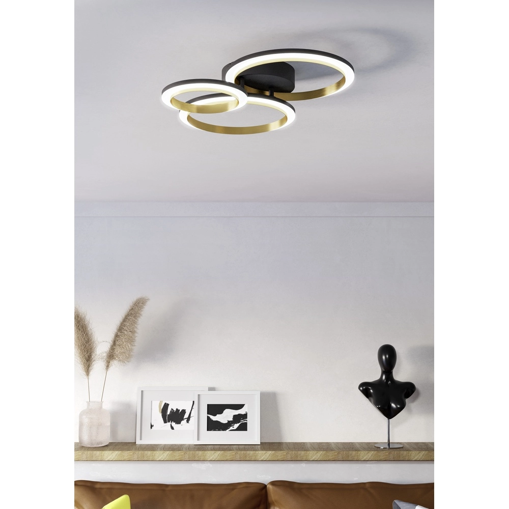 LED-Deckenlampe Calliera Rund – Schwarz mit Gold Eglo 9008606316120