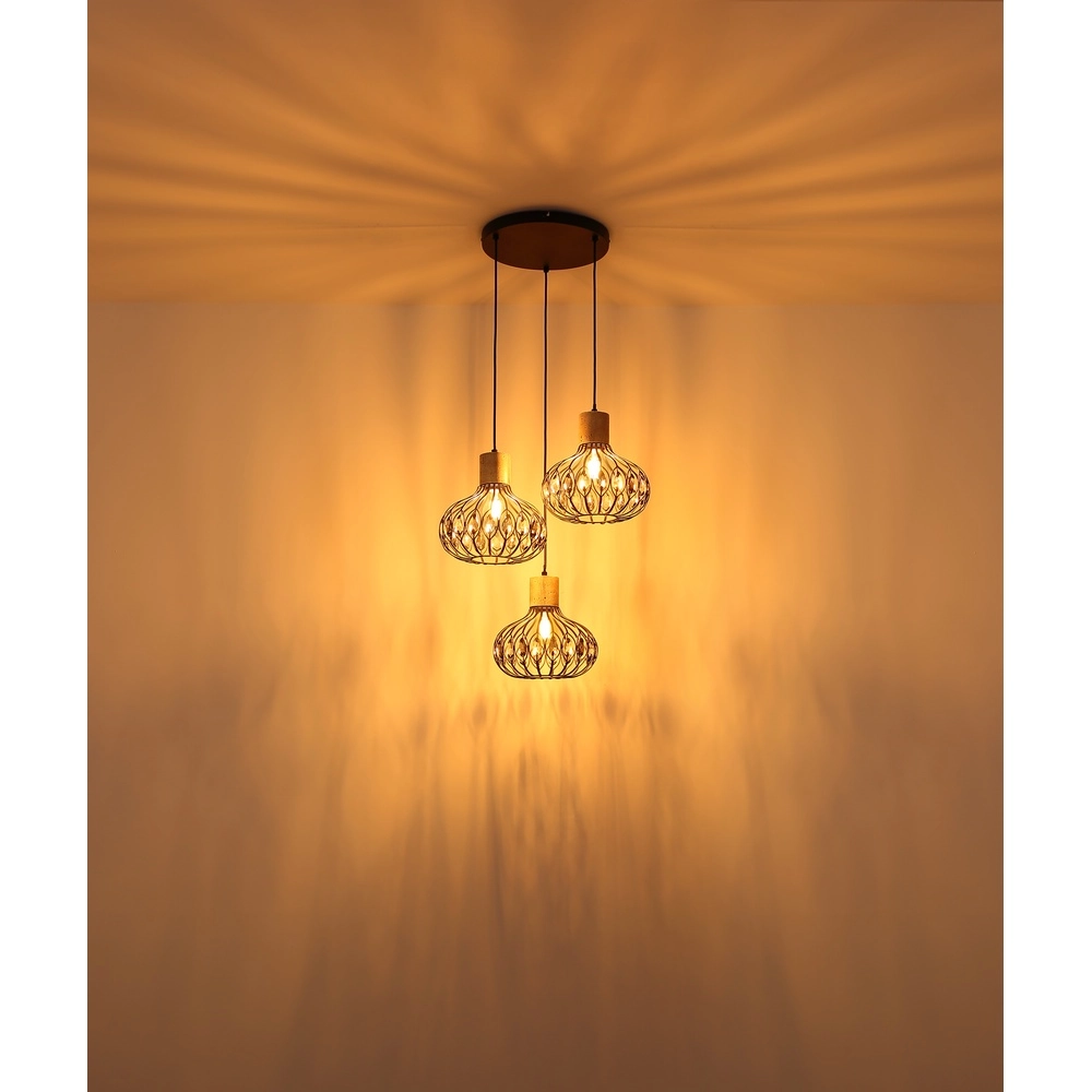 3-Licht Pendellampe Dorthy Country Black Globo 9007371569069
