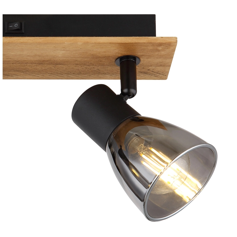 Deckenlampe Claude 2-helliges Schwarz mit Holz Globo 9007371443208