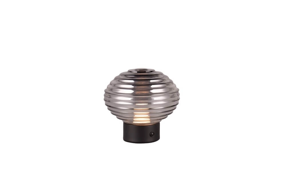 Wiederaufladbare Tischlampe schwarz Earl Rauchglas Trio 4017807601916