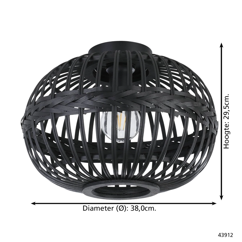 Schwarze Deckenlampe Towcester Ø 38cm – Holz Eglo 9002759439125