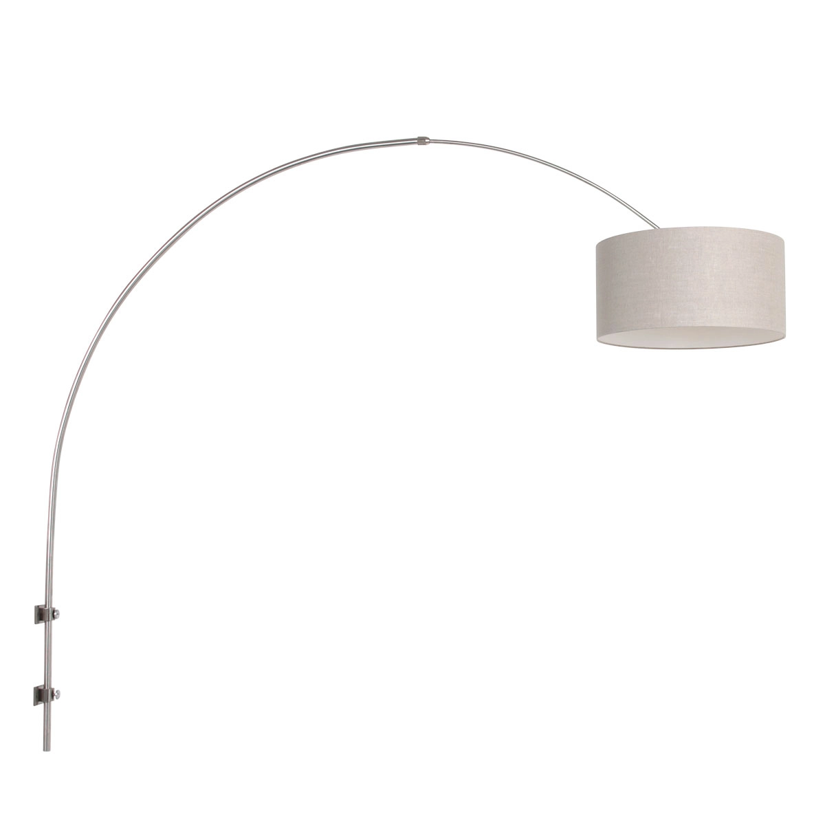 Wandbogenlampe Sparkled Edelstahl mit taupefarbenem Schirm