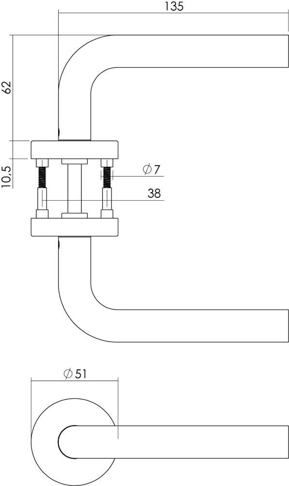 Fester Türgriff Recht Rosette Edelstahl Intersteel 8714186422595