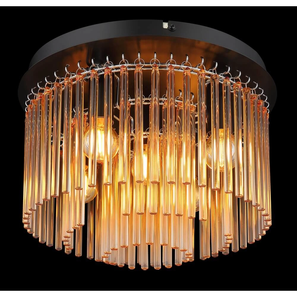 Schwarze Deckenleuchte Gorley mit Braunglas Ø 32cm Globo 9007371475001