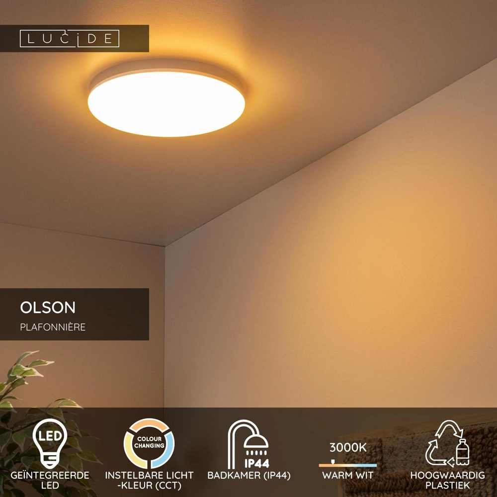 Deckenlicht Olson Ø 29cm weiß – IP44 Lucide 5411212792235
