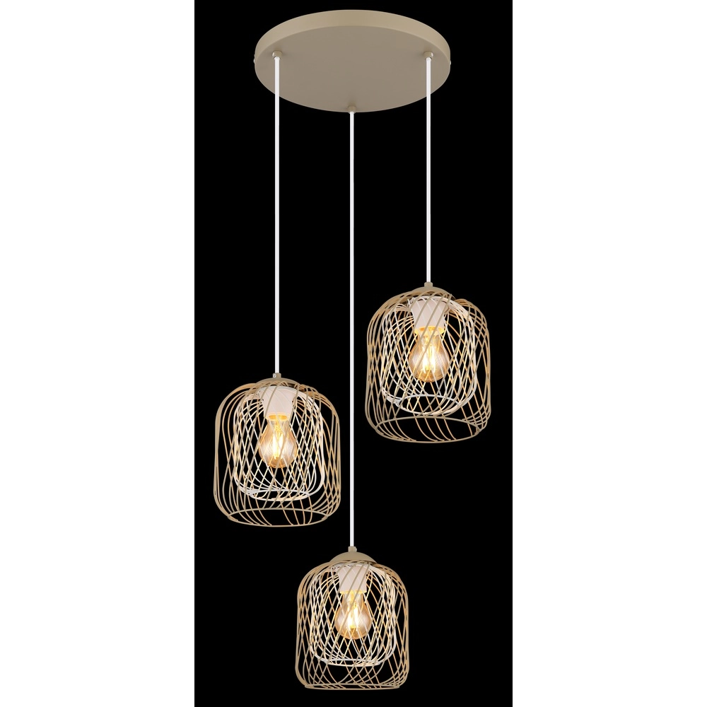 3-flammige Pendelleuchte Dichti rund sandbraun Globo 9007371528356