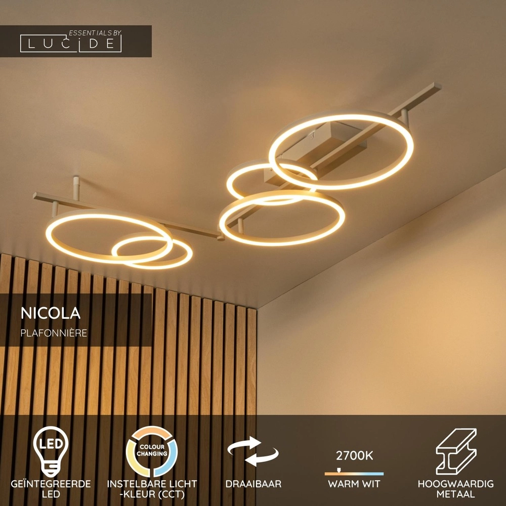 Moderne Deckenlampe Nicola Sandbraune Ecke Lucide 5411212531193