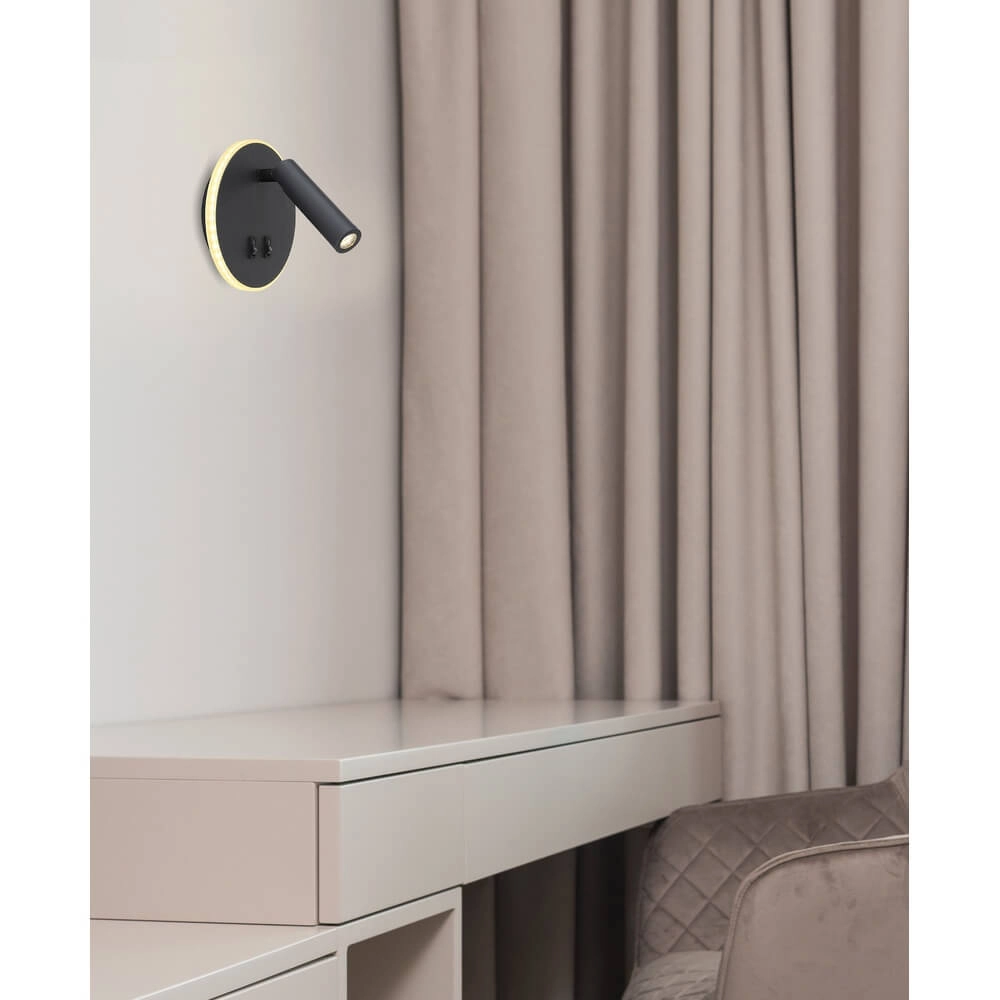 Schlanke Wandleuchte Many schwarz Globo 9007371419616