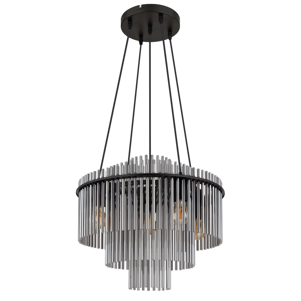 Pendellampe Ø 50cm Gorley Schwarz mit Rauchglasstäben Globo 9007371509133
