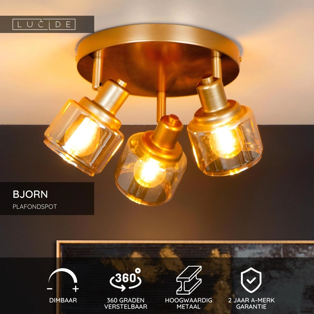 Deckenlampe Bjorn 3-Licht Gold Lucide 5411212771261