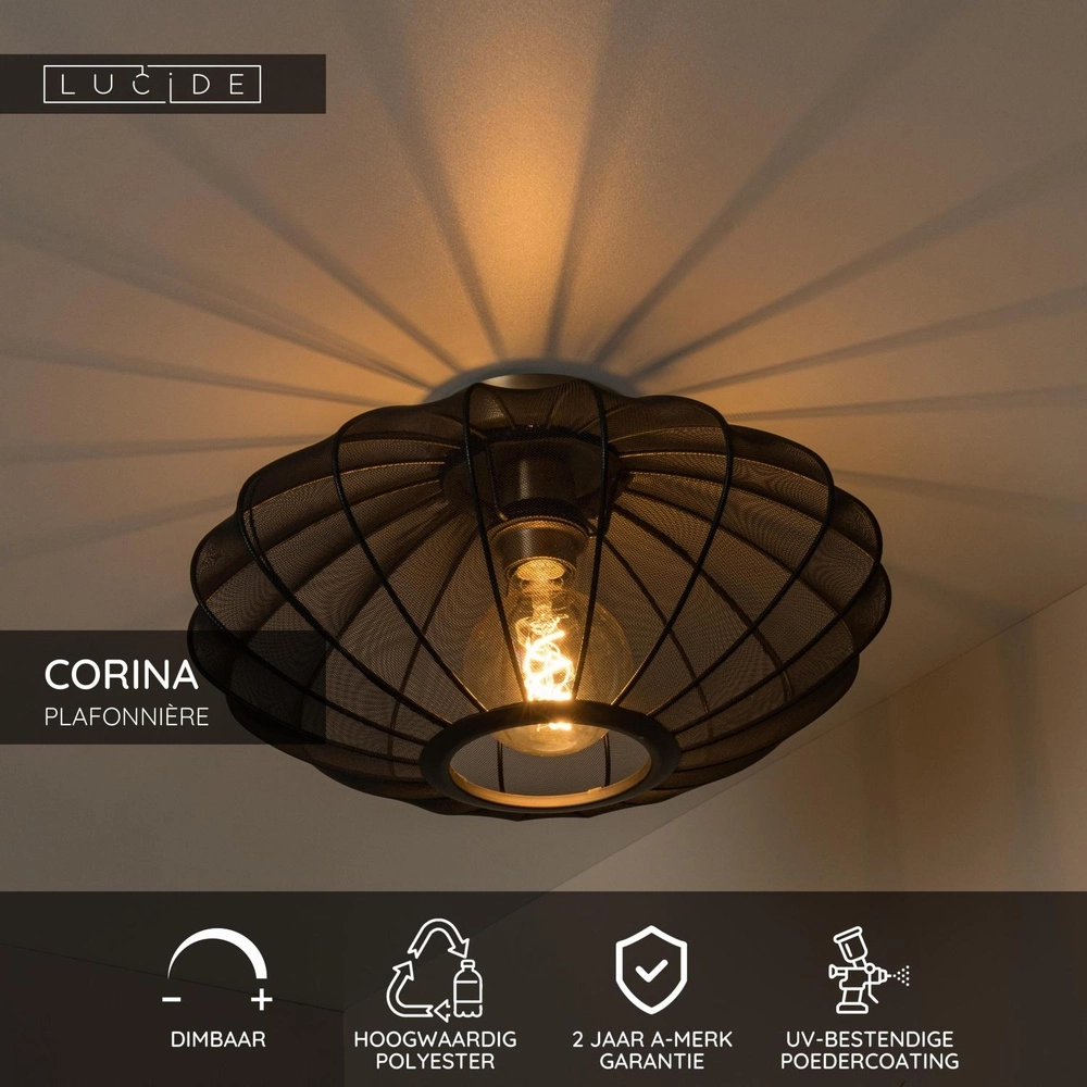 Deckenlampe Corina schwarz Ø 40 cm Lucide 5411212031983