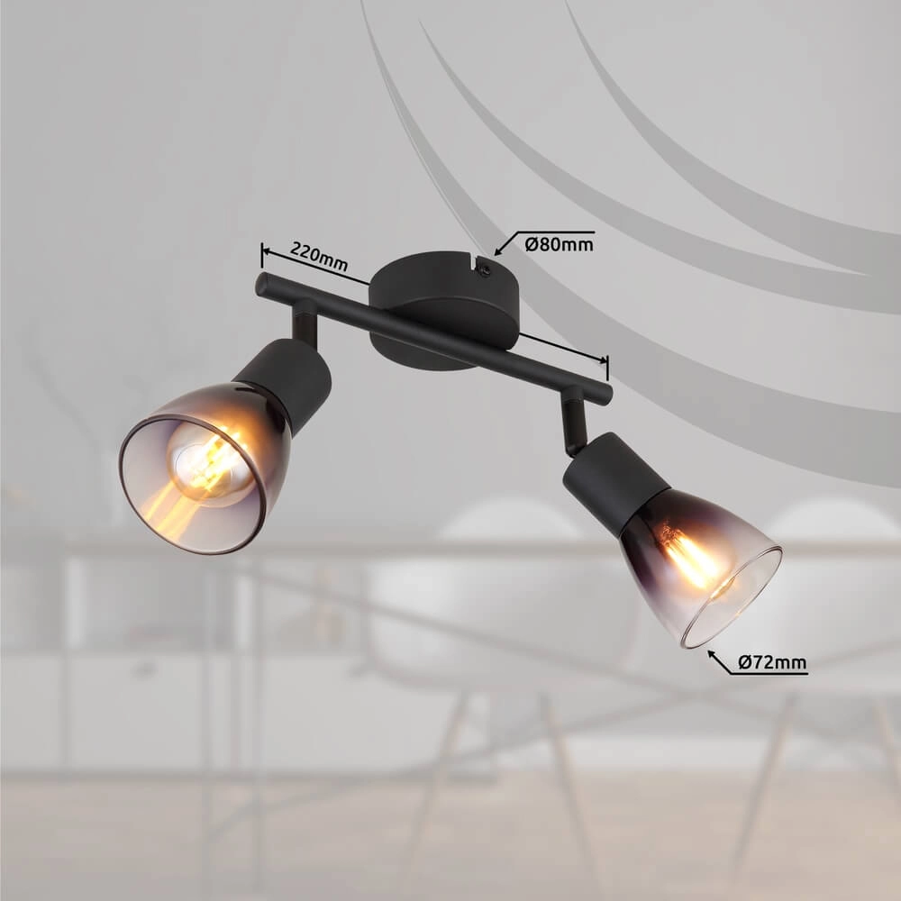 Schwarze Deckenleuchte Satella 2-flammig Globo 9007371449927