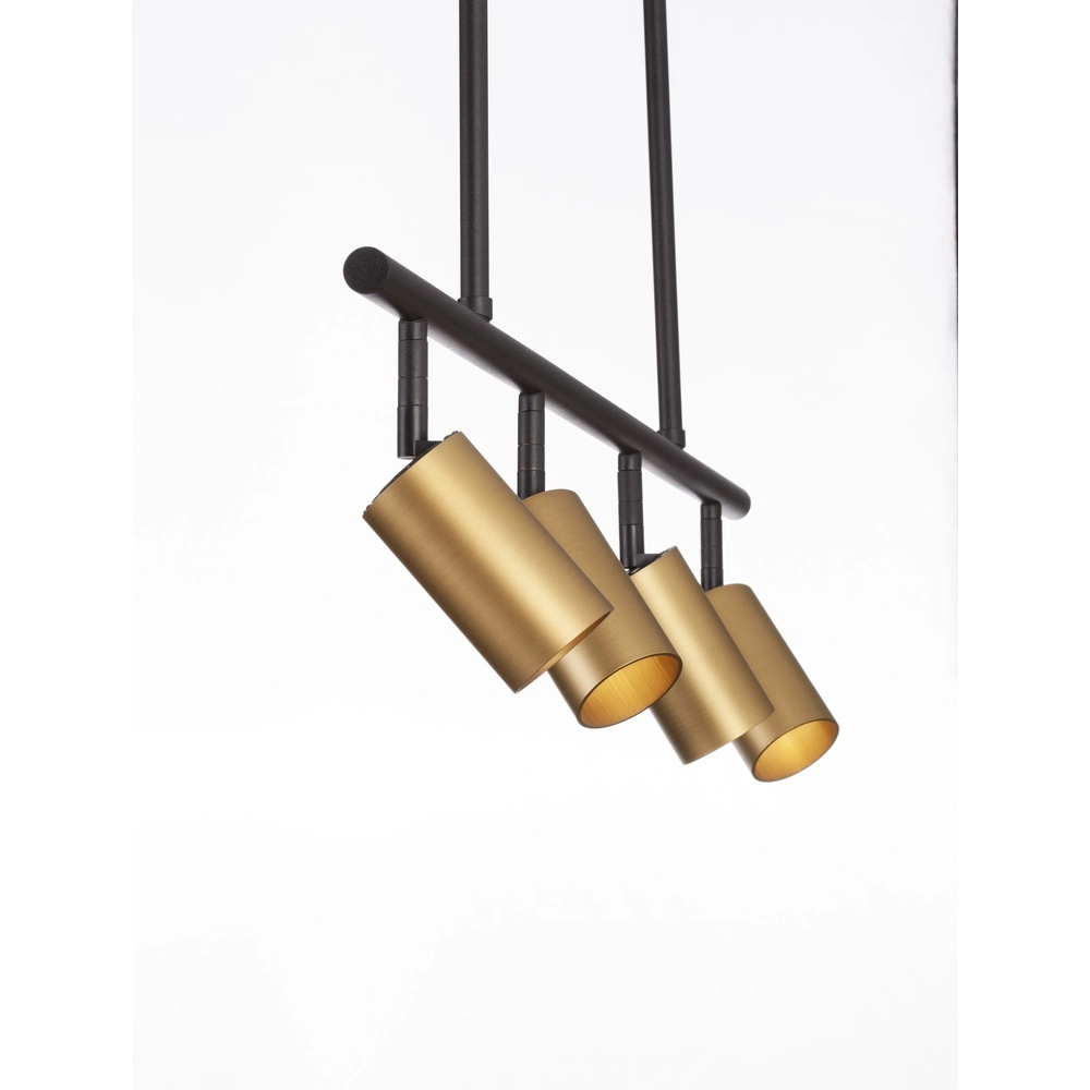Pendelleuchte Pogno 4-flammig schwarz mit gold gerade Lyora 5212017440679