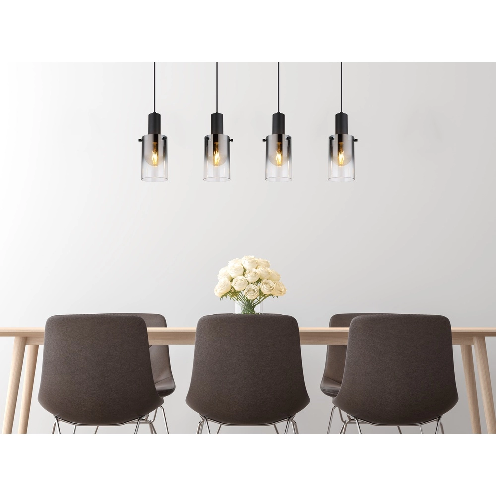 4-Licht Pendellampe Florentina Schwarzes Design Globo 9007371457236