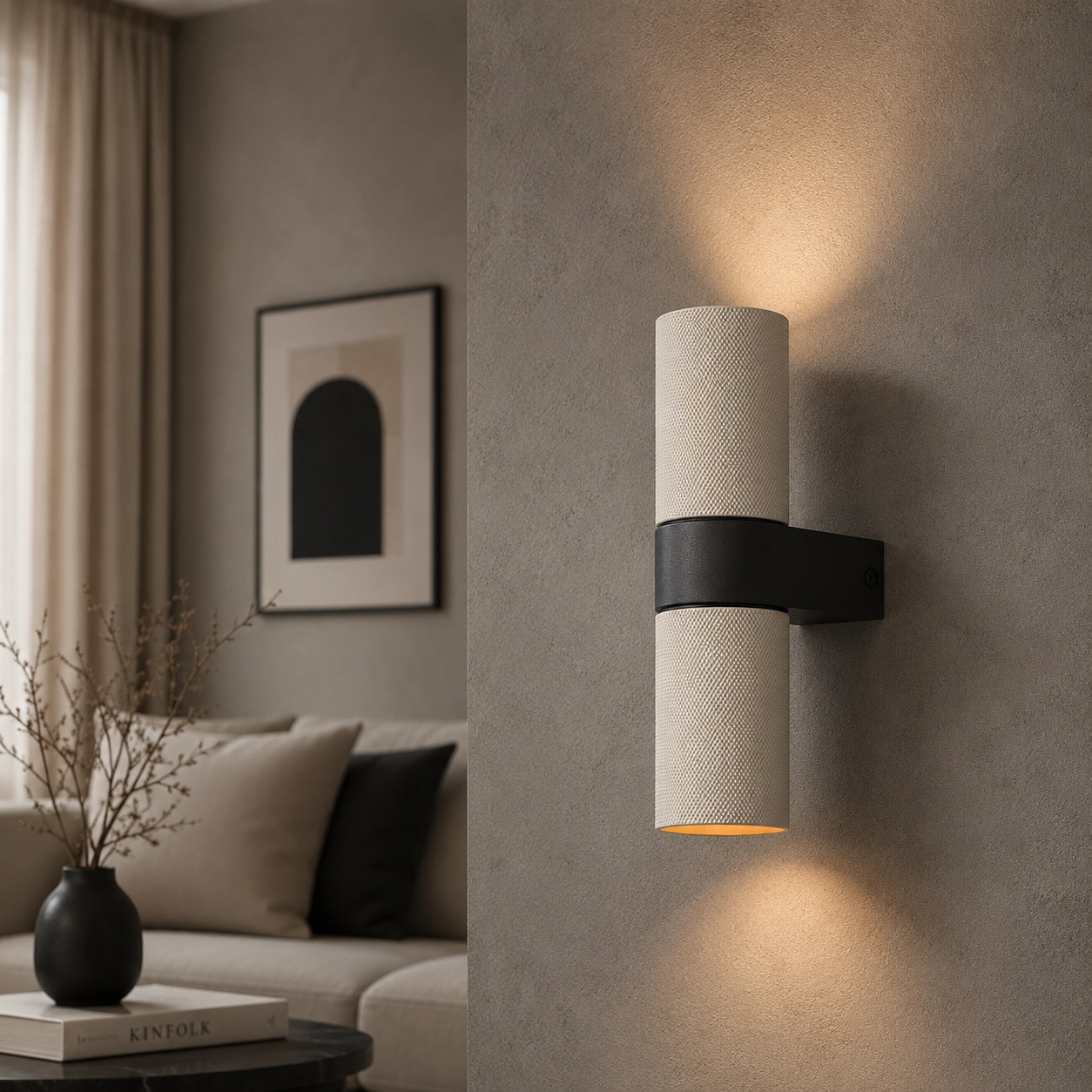 Wandfleckstruktur Grana Sand mit Schwarz
