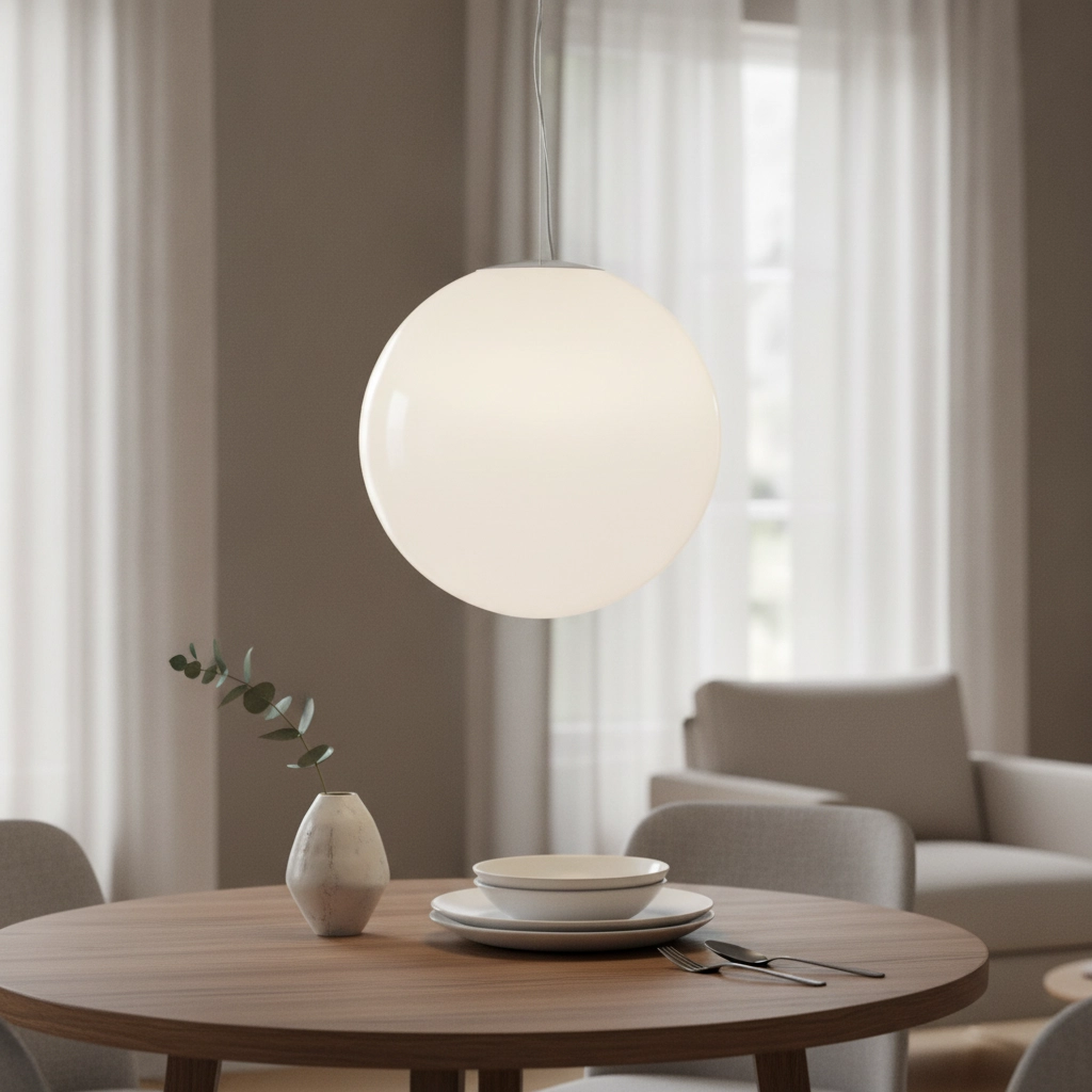 Weiße Pendelleuchte Bolita Glühbirne Ø 50cm