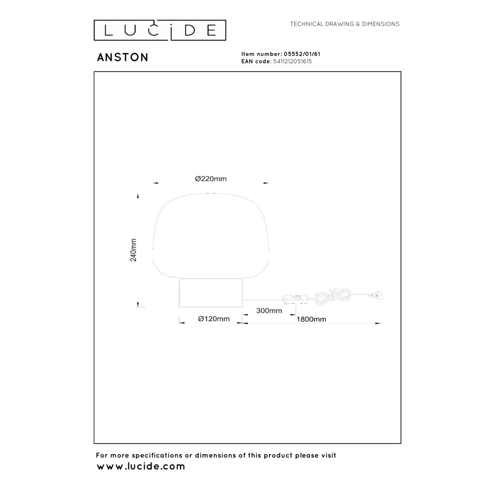 Japandi-Tischlampe Anston Opal Lucide 5411212051615