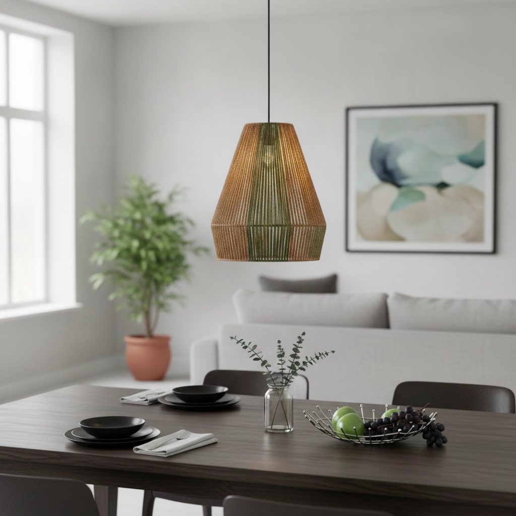 Pendelleuchte Dena Ø 39cm braun mit grün