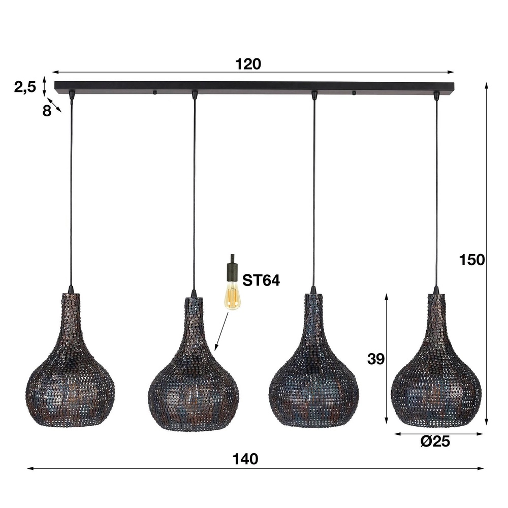 4L-Pendelleuchten Armor 4x Ø 25 cm Lyora 8716803512900