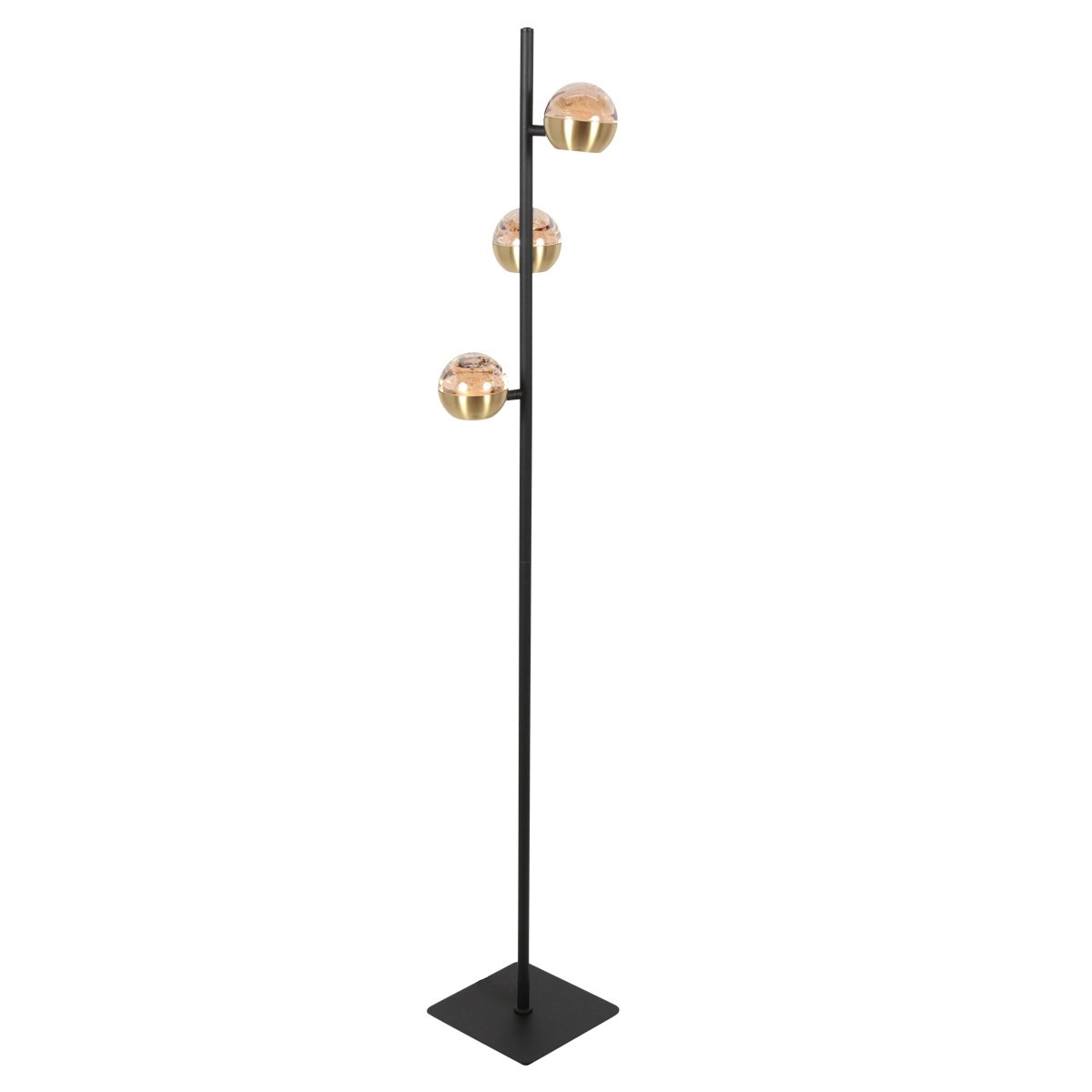 LED-Stehlampe Belluno 3-Licht Messing – Glas