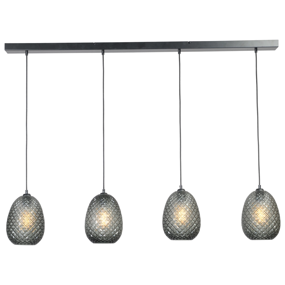 Schwarze Hängelampe Pineapple 4-flammig mit Rauchglas Masterlight 8718121209388
