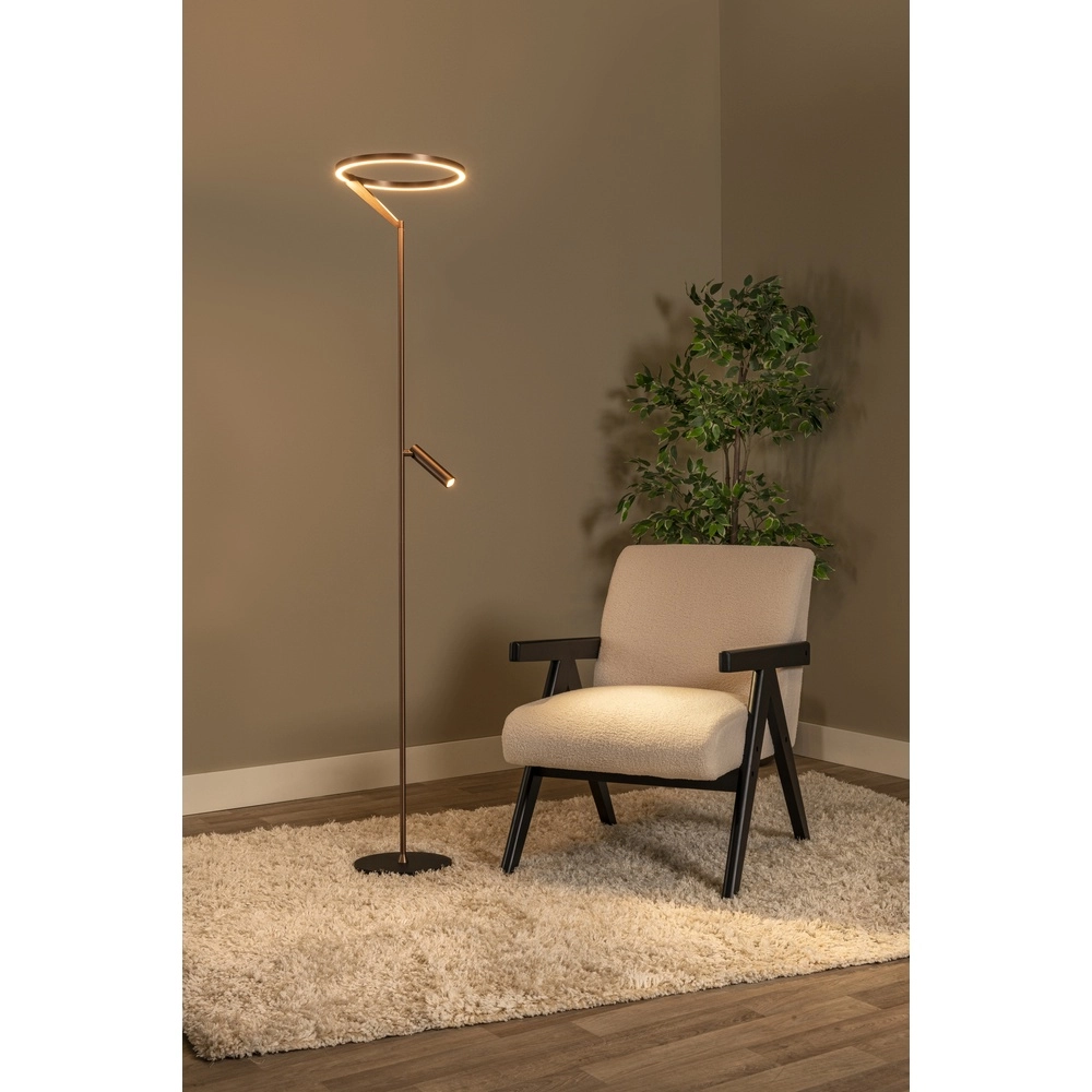 Elegante Stehlampe mit Leselampe Applause Gebürstetes Kupfer – LED Premium by Lucide 5411212221872