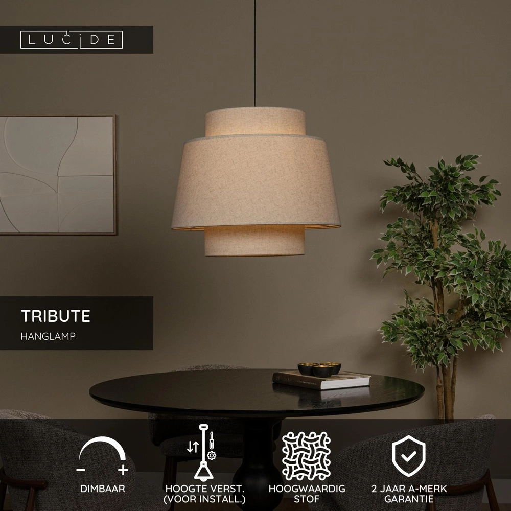Pendellampe Tribute Ø 60cm Creme Lucide 5411212211958
