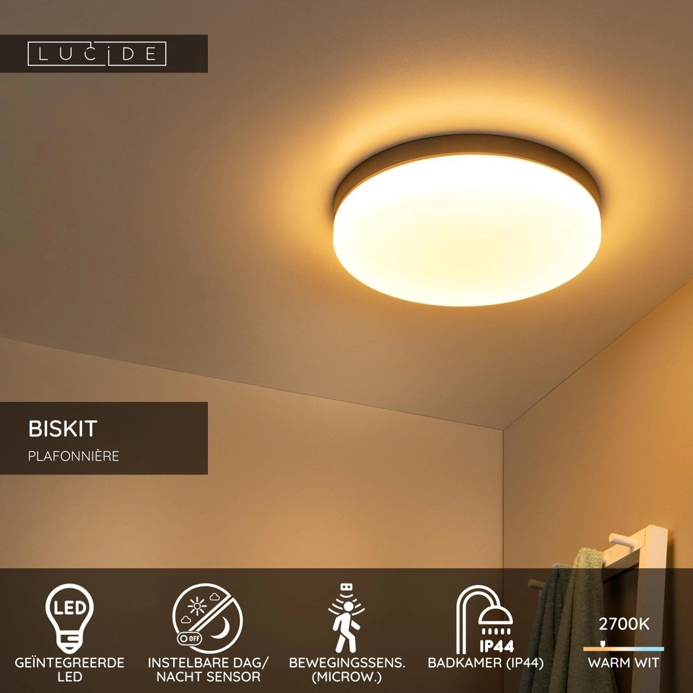 Deckenlicht Biskit Ø 40cm - IP44 schwarz Lucide 5411212792198