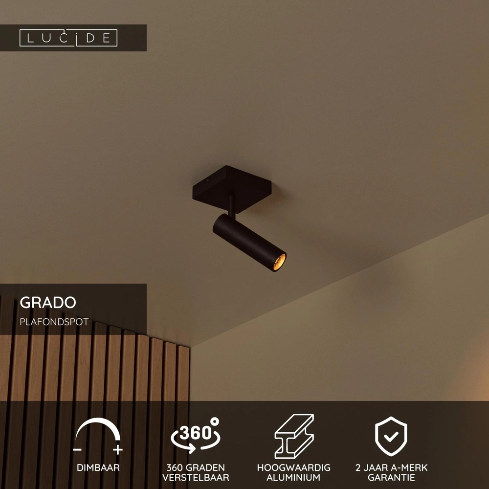 Elegante Deckenlampe Grado Schwarz Lucide 5411212221667