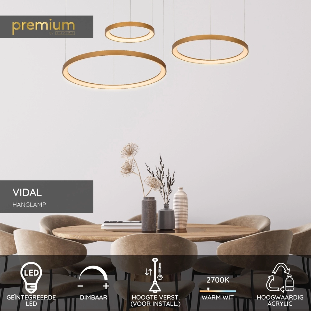 Goldene Pendellampe Vidal Konstruktion Premium by Lucide 5411212460943