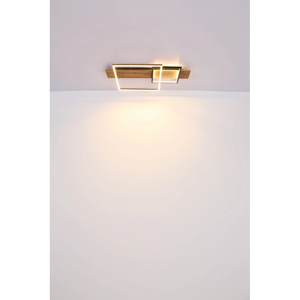 Design-Deckenlampe Vanni Schwarz mit Holz, Look 60 cm Globo 9007371451081
