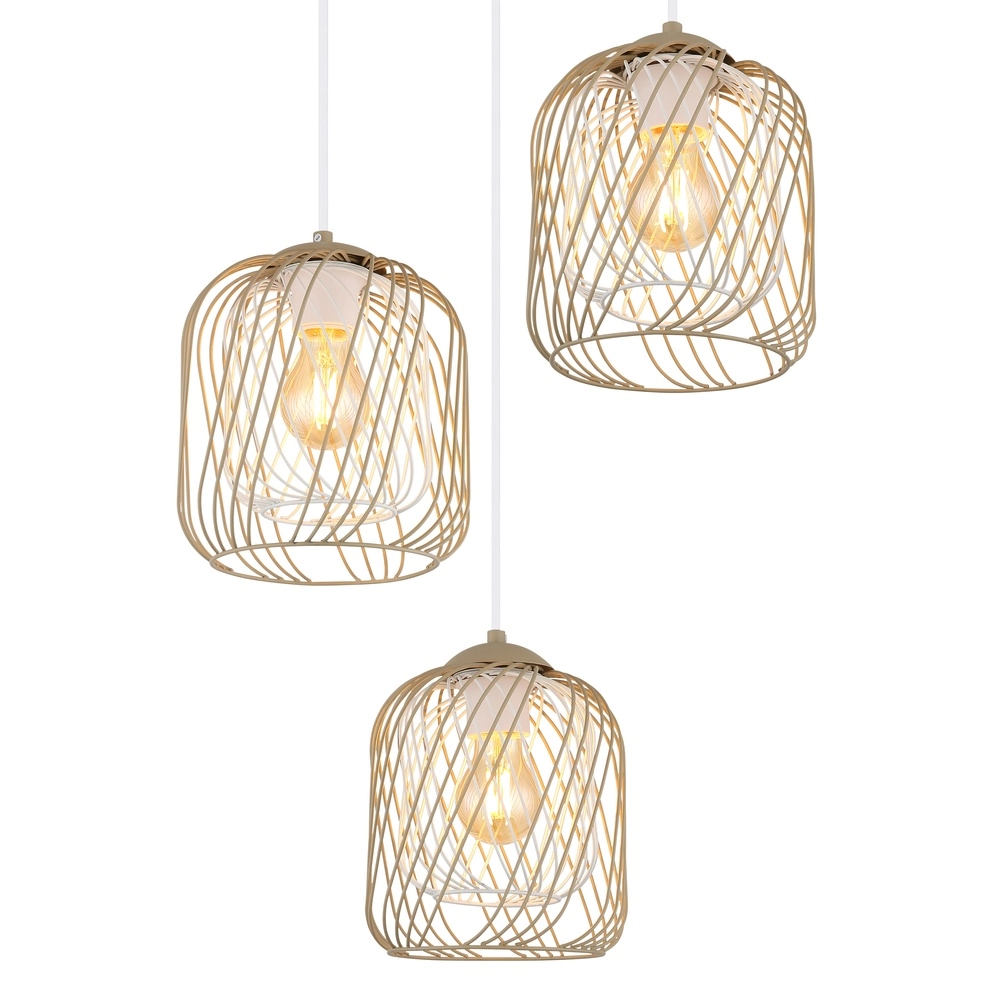 3-flammige Pendelleuchte Dichti rund sandbraun Globo 9007371528356
