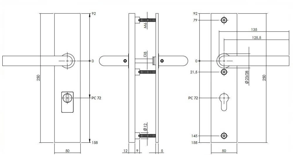 Hintertür-Hardware Aurano Kernzugsicherung PC 72mm gerade Edelstahl Intersteel 8714186428269