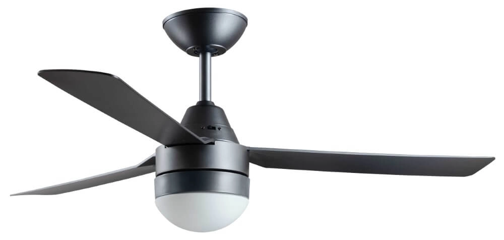Schwarzer Ventilator mit Lampe Megara Ø 122cm IP55