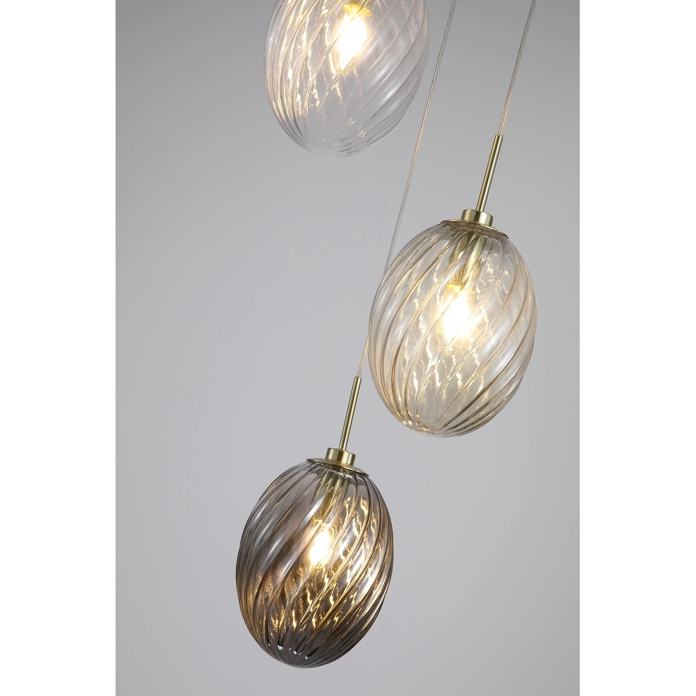 3-flammige Pendelleuchte Whirl rundes farbiges Glas Searchlight 5053423285924