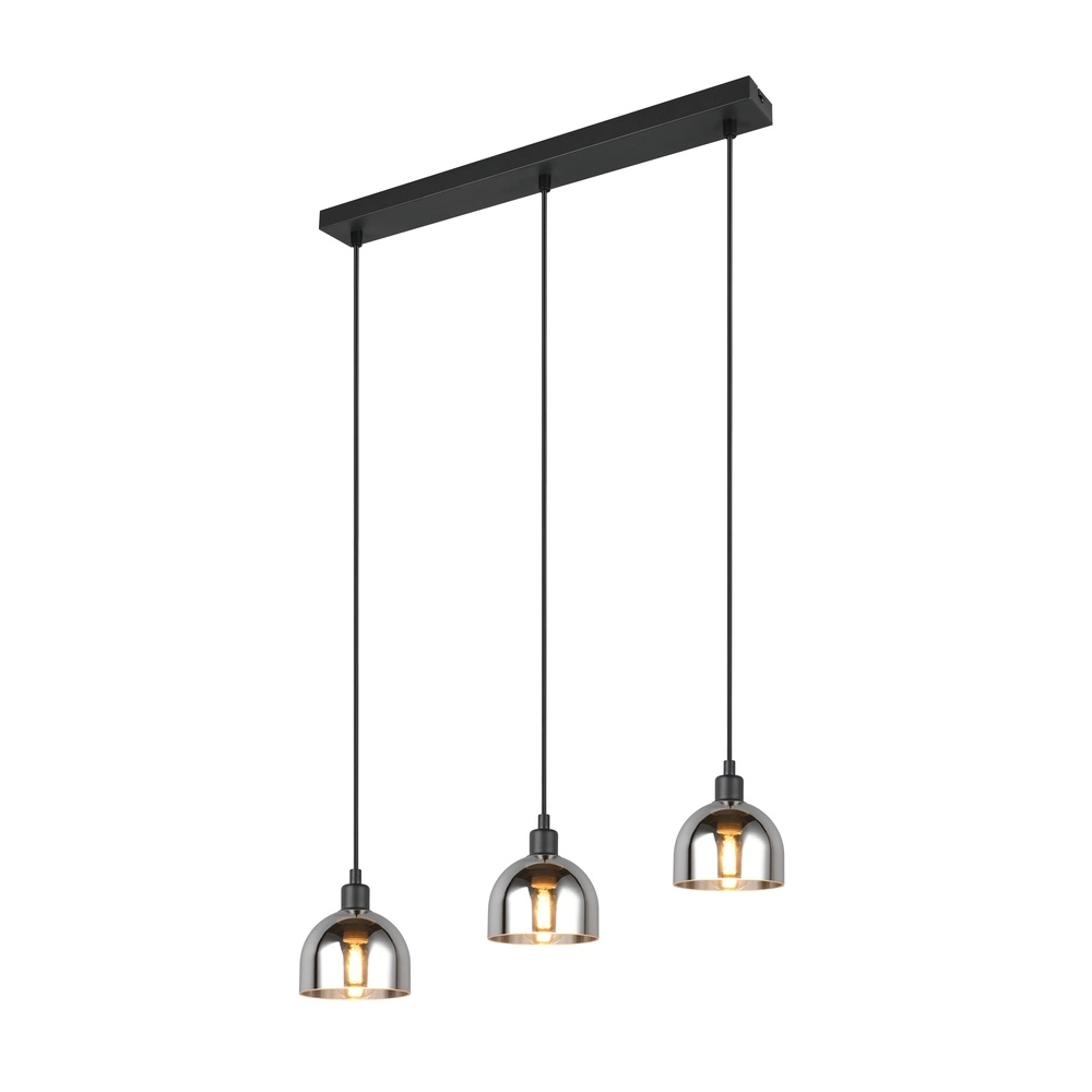 Schwarze Pendelleuchte Molly 3-flammiges Weißglas