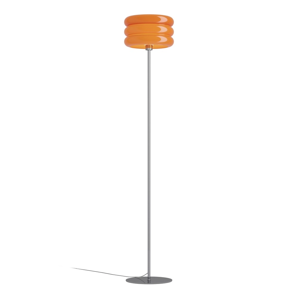 Design-Stehlampe Tortora Chrom mit orangefarbenem Ø 30cm